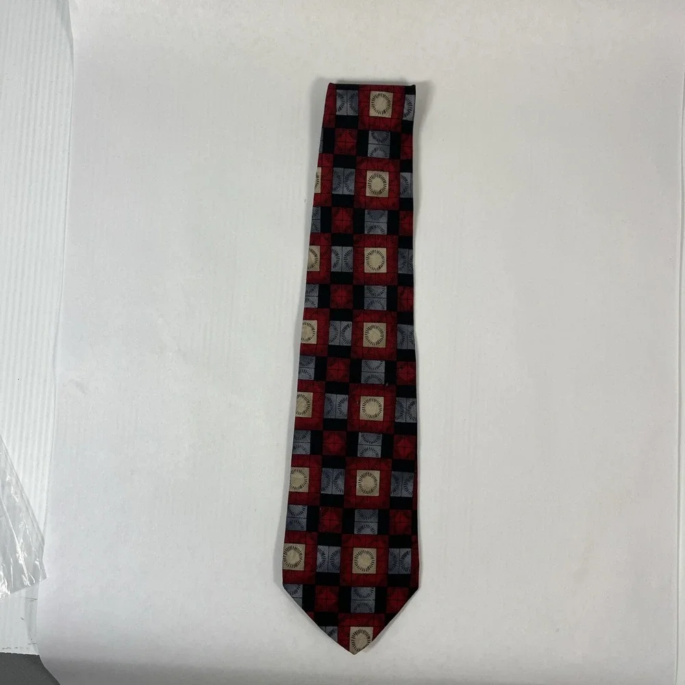 J Blades and Co Mens Tie  4 in W x L 63 in Silk Red Black Silver Blue